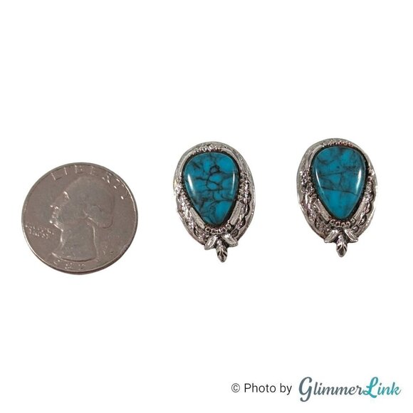 Vintage ART by Arthur Pepper Faux Turquoise Southwestern Style Clip On Earrings - Picture 5 of 10